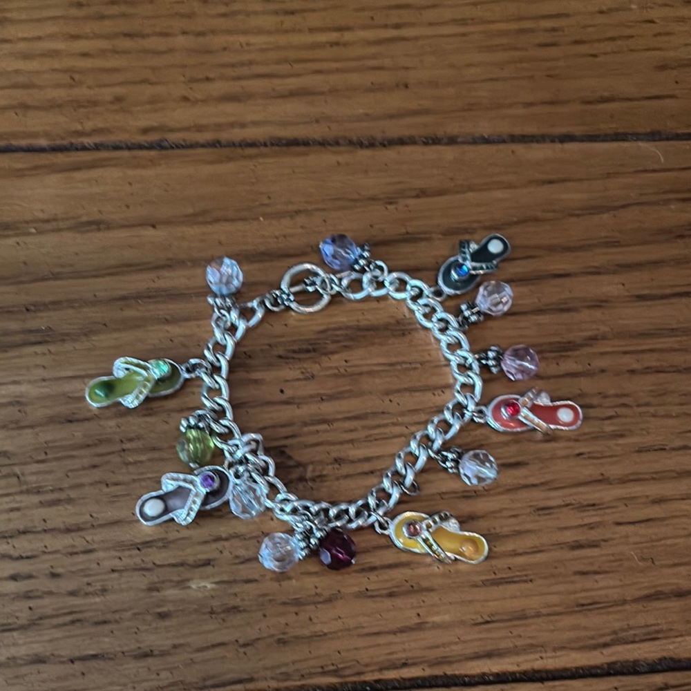 Colorful Charm Bracelet with Flip-Flop Charms